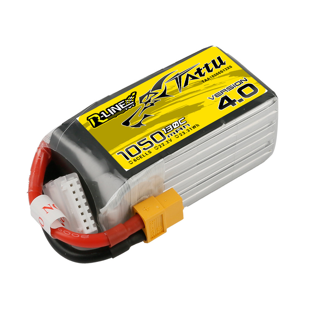 Tattu 1050mAh 6S 130C 22.2V R-Line Version 4.0 Lipo Battery Pack with XT60 Plug