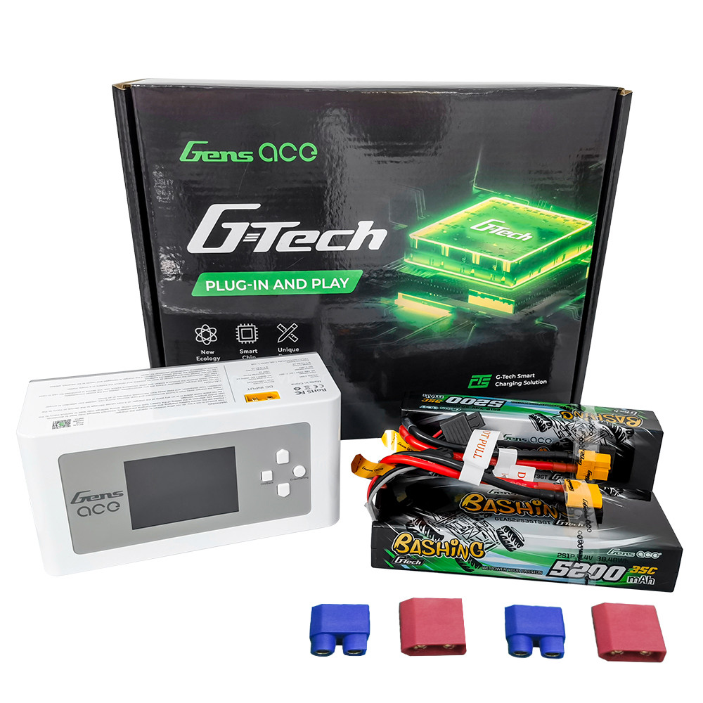 Gens Ace 5200mAh 2S 35C Lipo x2 + iMars D300 Charger [Combo]